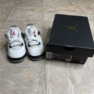 Air Jordan 4 Retro OG White Cement TD Shoe Size 4c White IB4387-100 NWT